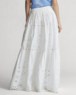 Polo Ralph Lauren White Eyelet Tiered Poplin Maxi Skirt Sz Xl