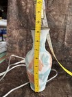 Vintage Phoenix Art Glass Lamp Raised Floral Design In Colors Peach Green White