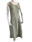 Vintage 90s 80s Cimmaron Green Floral Sleeveless Maxi Teacher Dress Medium