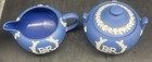 Wedgwood Queen Elizabeth Ii Coronation 1953 Royal Blue Creamer   Covered Sugar