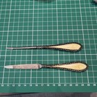 Antique Sterling Silver Guilloche Enamel Nail File   Cuticle Tool Set Vanity