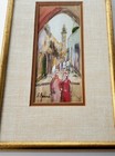 Midcentury Eliezer Barooch Watercolor Israeli Artist Mideast Street Scene Signed