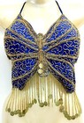 Beaded Butterfly Crop Top Halter Bra Coins Belly Dance Halloween Costume Dress