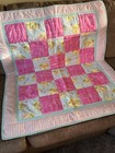 Handmade Baby Patchwork Quilt Owls   Floral 42    X 36    Pink   Blue    Yellow