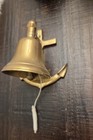 Vtg Brass Hanging Ship Bell Nautical Anchor Door Beach Pirate Ship Wall Decor