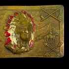Vintage Antique Native Am Indian Chief Brass Belt Buckle Robbins Co Thoresen