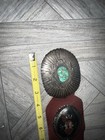 Vtg Native American Turquoise Sterling Silver Wide Leather Concho Belt 39    Read