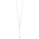 14k Yellow Gold Cross And Miraculous Medal Beaded 24 5  Rosary For Women