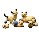 Vintage Hagen Renaker Siamese Cats Family Of 6