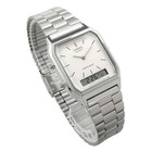 Casio Aq-230a-7d Silver  Core White Dual Time Stainless Steel Band Watch Aq230a
