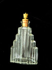 Vintage antique Skyscraper Glass Perfume Bottle W Crown Stopper-france   2066