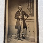 Antique Tintype Of A Cdv Photograph Handsome Charming Man Photo Stand Odd