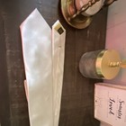 Donald J  Trump Men s White Satin Tie Solid Pattern Pointed Style