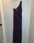 David   s Bridal One Shoulder Mesh Detail Dress  Plum   Size 8
