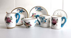 Crown Staffordshire Dollhouse Miniature Coffee Set 2 Mugs 2 Saucers Sug creamer