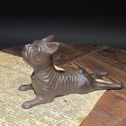 Cast Iron French Bulldog Doorstop     Vintage Style Reclining Dog Rust black