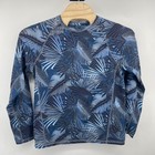 Tommy Bahama Islandactive Rash Guard Mens M Blue Tropical Leaf Print Swim Top