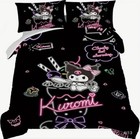 Kuromi Bedding Set Black Sanrio Kawaii Queen Duvet Cover Pillowcases