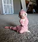 Vintage 1950s Gilner Mcm Pink Elf Pixie Girl Ceramic Figurine 3  Tall 4  Wide