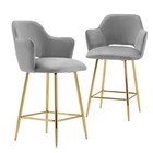 Ivinta Velvet Dining Chair For Dinner  Set Of 2 Pink Bar Chair With Gold Leg