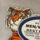 Porcelain Sign Tiger Restroom Key Esso Maybe Gas And Oil Can Gas Station 10   x7   