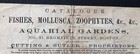 1860 Handbill Boston Aquarial Gardens  Marine Animals  Aquarium  Marine Biology