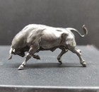 Solid Black Brass Bull Statue Animal Artwork Collection Table Decor