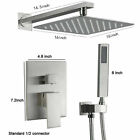 2 Function Shower Faucet System Set 8  Black Rainfall Head With Mixer Valve Wall