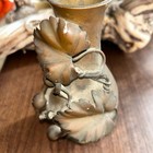 Antique Japanese Art Nouveau Meji Wrought Brass Grapes   Vines Vase Ca  1900