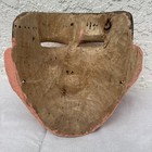 Vintage Mexican Folk Art Hand Carved Wood Face Mask El Catrin