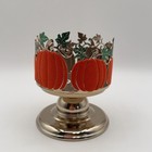 Bath   Body Works Fall Autumn Pumpkin Pedistal 3 Wick Candle Holder Sleeve