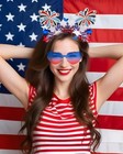 Dolkoic 4th Of July Headband For Women Girls Red White Blue Star Headband 