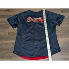 Nike Atlanta Braves Mlb Youth Jersey Large 12-14 Navy Blue Red Button Front