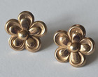 Vintage Light Weight Double Flower Brass Plated Screw Back Earrings