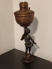 Vintage Victorian Oil Lamp Cherub Cast Iron 21  T Gorgeous Collectible 