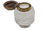 Antique Victorian Diamond Point Cut Footed Crystal   Hinged Brass Inkwell
