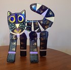 Martha Wolf Fused Kiln Slumped Glass Purple Sculpture Iridescent Gold Paint