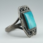 Old Pawn Navajo Native American Indian Sterling Silver Turqiouse Ring Size 6