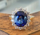6 00 Ct Oval Cut Natural Sapphire Diamond Engagement Ring 14k Yellow Gold Size 8