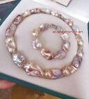 5a 17  7 5 30mm South Sea Baroque Gold Pink Purple Pearl Necklace Bracelet Sets