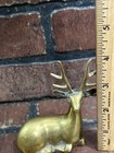 Vintage Solid Brass Smooth Seated Deer  Buck Figurine 4    Tall