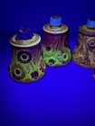 Vintage Lot Of 4 Amber Glow Cadmium Daisy Glass Peg Candle Votive Cup
