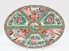 Chinese Rose Medallion  Porcelain Tea Set With Large Oval Plate - 8 Piece