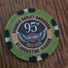 Adamec Harley-davidson St  Augustine Fl Poker Chip Green Black 95th Anniversary
