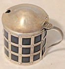 Webster Cobalt Blue   Sterling Silver Mustard Jar Or Jam Pot Art Deco No Mono