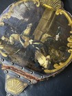 Antique Hand Painted Fireplace Bellows     Wood  Leather   Brass