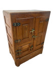 Antique Ice Box Three Storage Cabinets  Oak  Brass Latches  Three Racks  1920 s