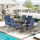 Outdoor Dining Sets For 7  Rectangular Patio Table W 6 Textilene Chairs For Deck