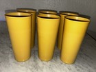 Set Of 6 Vintage Harvest Gold Tupperware 16 Oz Flat Tumblers Cups  1348