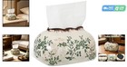 Vintage Floral Ceramic Tissue Box Cover Chinoiserie Decorative Tissue Holder    